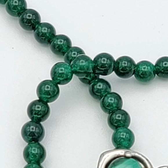 Malachite Beads 316 L Stainless Steel 1.75" Pendant 20" Green Quartzite Necklace - Picture 11 of 15